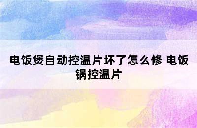 电饭煲自动控温片坏了怎么修 电饭锅控温片